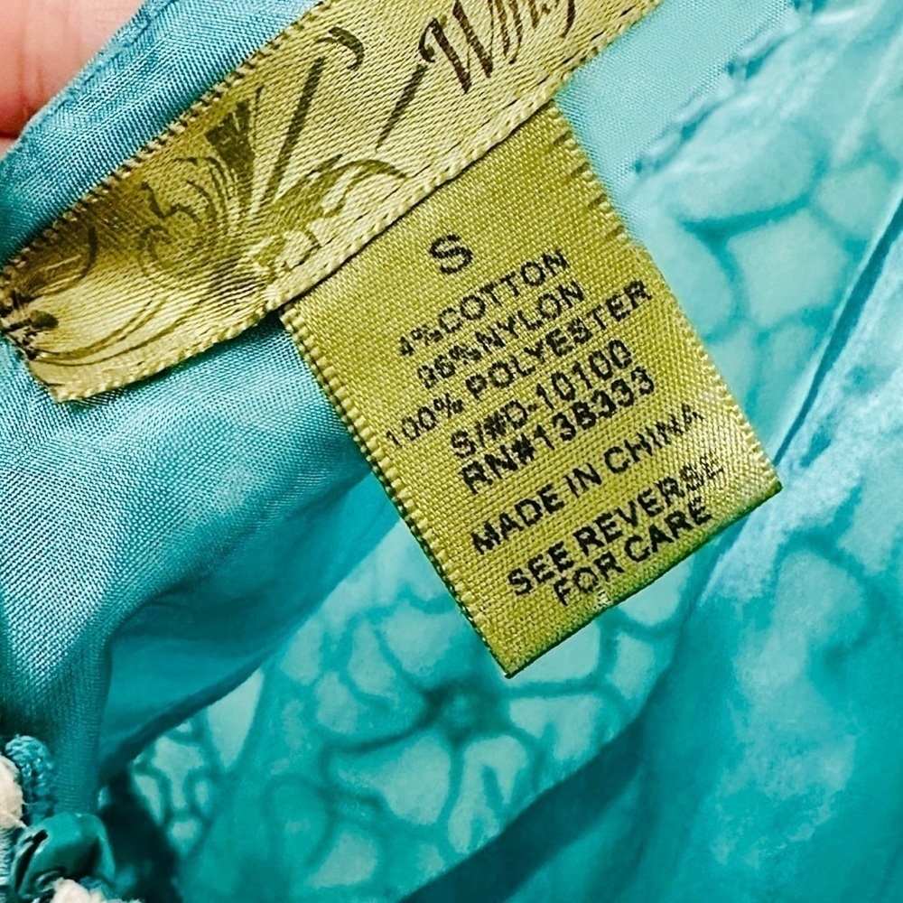Francesca's Whisper Mini Dress White Floral Lace Overlay Mint Teal Lining Small - Picture 9 of 11